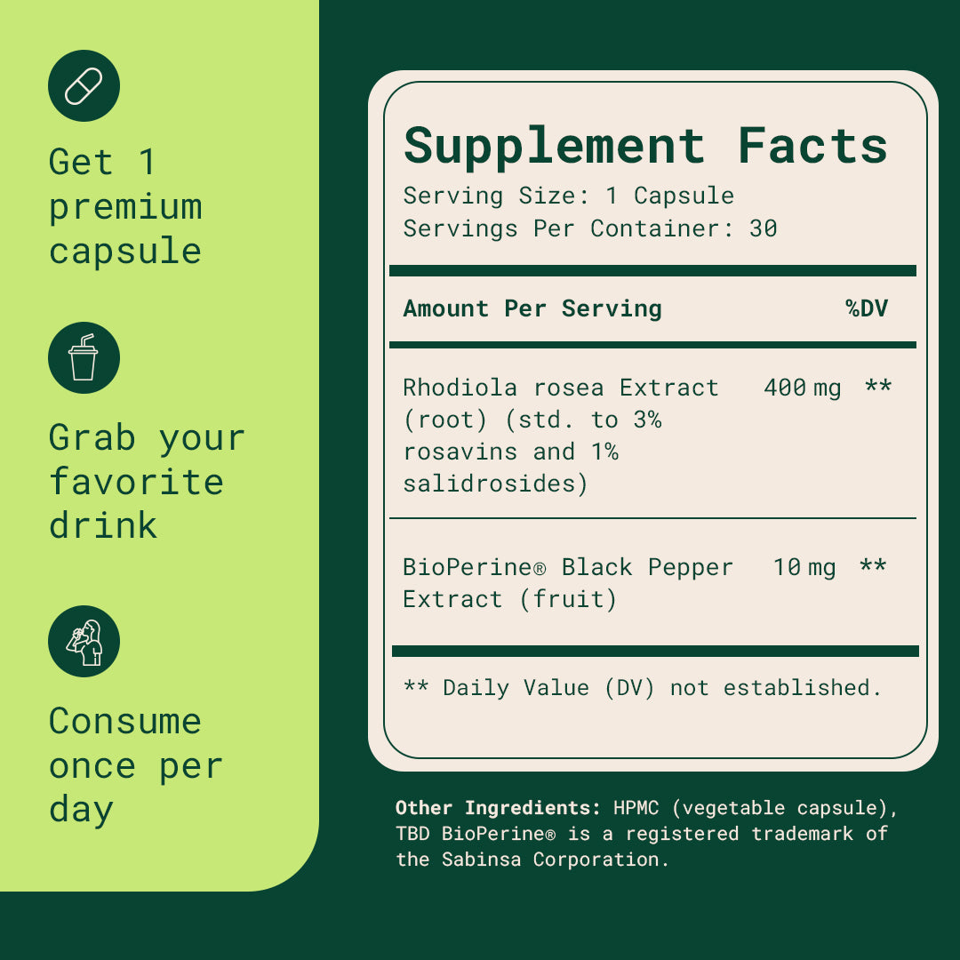 Rhodiola Rosea - Natural Adaptogen Made in USA