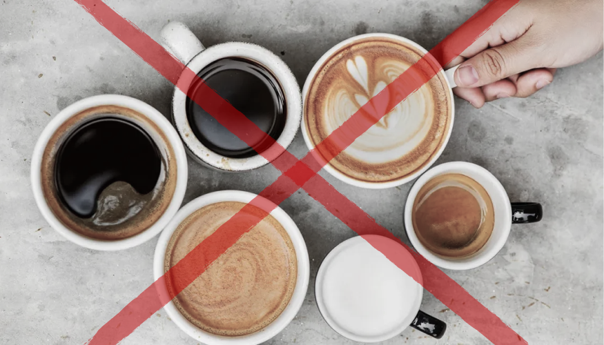 Cups of coffee crossed out