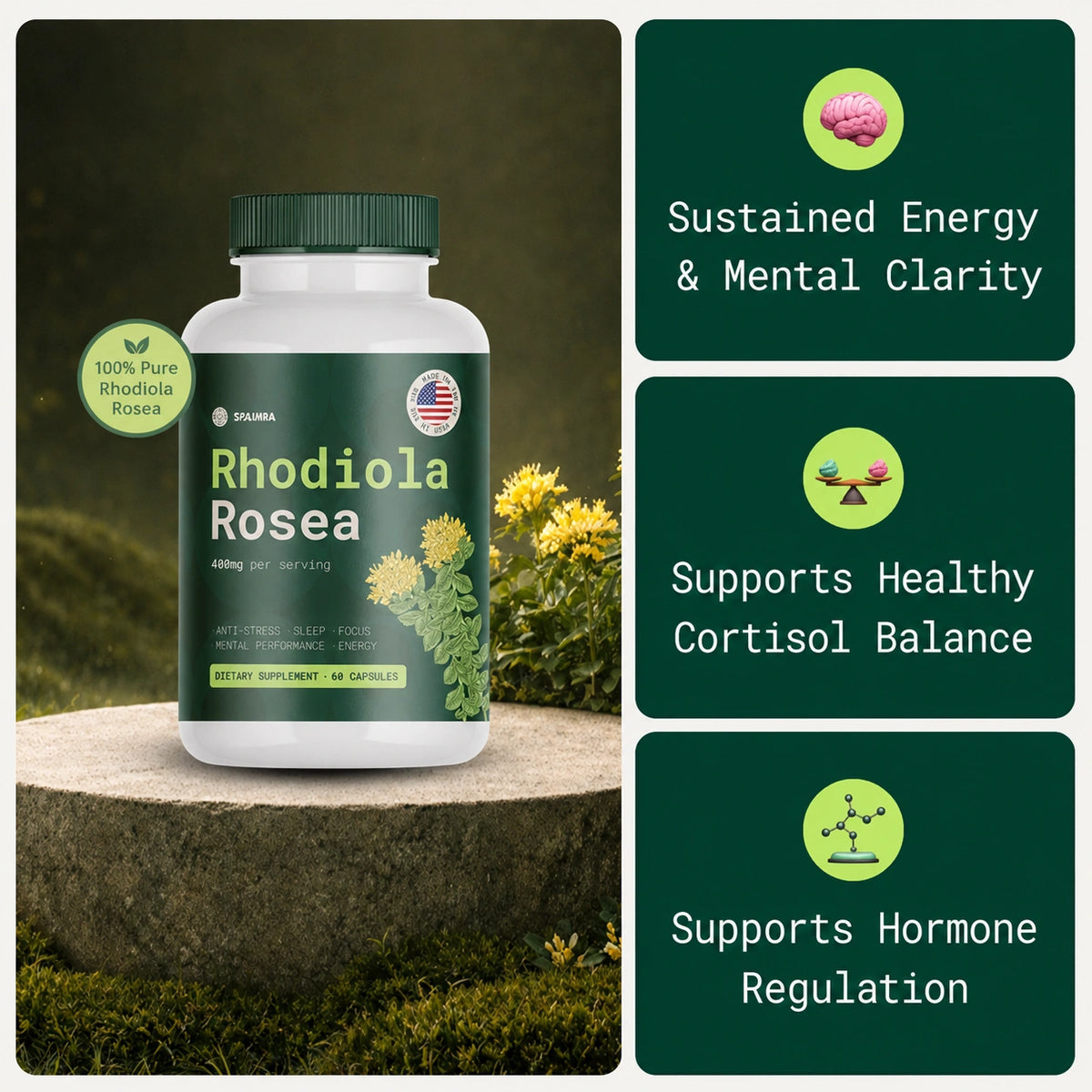 Rhodiola Rosea - Natural Adaptogen Made in USA